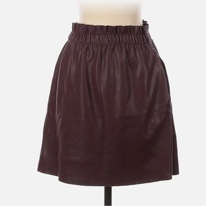 Zara Burgundy Faux Leather Paper Bag Mini Skirt